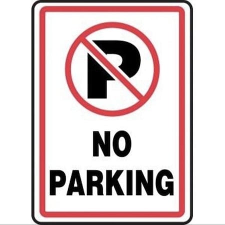 Accuform Safety Sign, Legend NO PARKING WGRAPHIC, 6 mil Adhesive DuraVinyl, 14 in Height, 10 in Width MVHR402XV